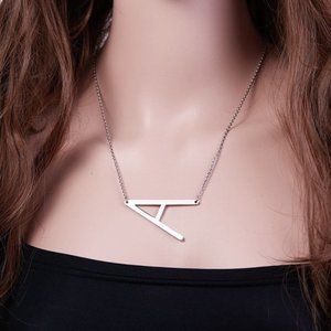 Silver Initial Pendant Necklace Letter A